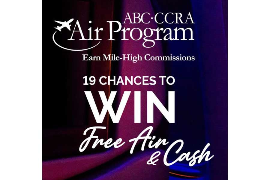 ABC-CCRA Air Program Celebrates 10-Year-Anniversary with 16-Week Travel Advisor “Win Free Air and Cash” Promotion
