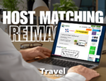 Laptop displaying host travel agency matching platform with redesigned interface