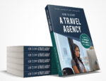 Stack of “How to Start a Travel Agency” books showcasing the updated 2026 edition for travel entrepreneurs