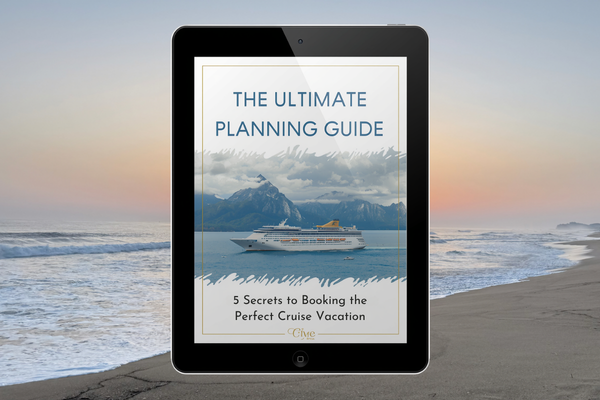 Digital cruise planning guide displayed on tablet as a lead magnet for travel marketing funnel