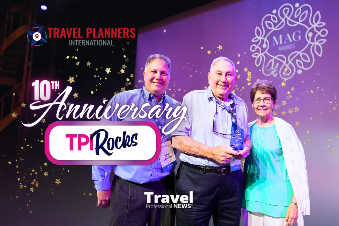 Travel Planners International celebrating the 10th anniversary of TPI Rocks with award winners at a conference event