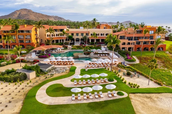 Aerial view of the beach and coastline at Zoetry Casa del Mar Los Cabos along the Sea of Cortez