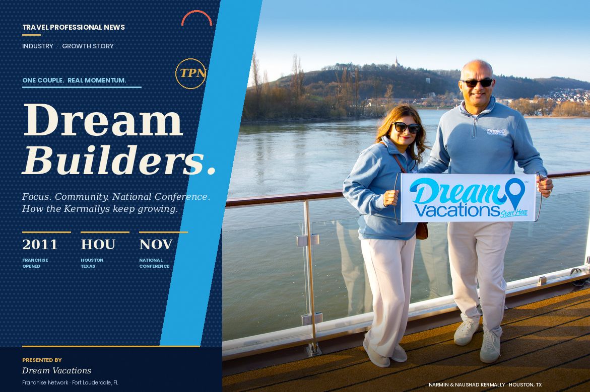 Narmin and Naushad Kermally featured in a Dream Vacations growth story, sharing how focus and community helped grow their travel business.