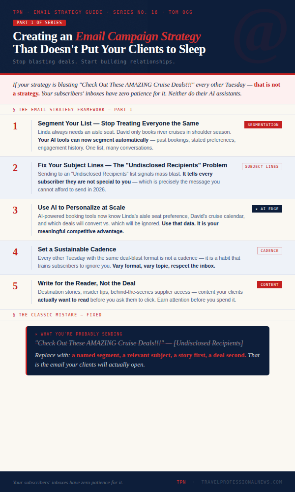 Creating an Email Campaign Strategy That Doesn't Put Your Clients to Sleep - Tom Ogg, Co-Founder and Co-Owner - Travel Professional NEWS - 01_email-campaign-pt1_infographic_600x1000