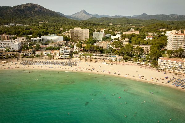 Aerial beach view of Secrets Mallorca Villamil in Peguera