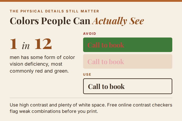 Colors people can actually see: high contrast design for travel agent business cards