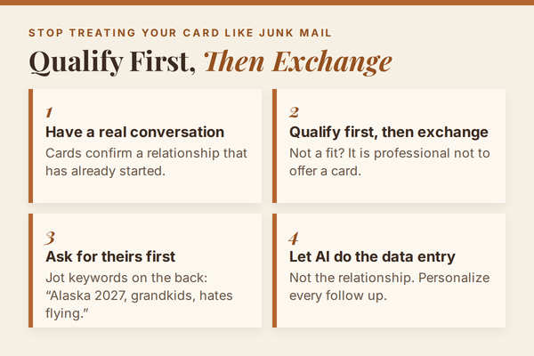 Qualify first, then exchange business cards: four steps for travel advisors