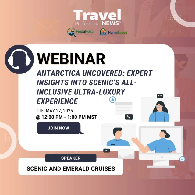🔔 TODAY!! Webinar: Antarctica Uncovered: Expert Insights into Scenic’s All-Inclusive Ultra-Luxury Experience
🗓️ When: Tue, May 27, 2025 | 12:00 PM - 1:00 PM MST 

🚨 Travel Advisors – Ready to Sell the Ultimate Expedition Experience? ❄️🚢
 Get ready to uncover the secrets of Scenic Eclipse and ultra-luxury cruising to Antarctica like never before! 🎙️ Featuring: Elite panel of experts including Jason Flesher, Director of Discovery Operations

Step into the world of all-inclusive, ultra-luxury expedition cruising with @scenic.eclipse and @emeraldcruises.global

 In this can't-miss session, you’ll:
 ✅ Learn how to position and sell bucket-list Antarctica voyages
 ✅ Discover what sets Scenic Eclipse apart—from helicopters to submarines
 ✅ Gain tools to wow your most discerning clients
 ✅ Unlock exclusive Travel Advisor Month offers, bonus commissions, and the chance to win a FREE CRUISE! 🛳️🎉

🎁 PLUS: Attendees will be entered to win up to $500 in gift cards! 💳

📲 Reserve your spot now – don’t miss this one!

🔗 See the link in our bio to register.

#TravelSales #BusinessGrowth #Webinar #CloseMoreDeals #WinBig #TravelAdvisorTips #BoostYourSales #TravelWebinar #CloseTheDeal #ExpertTravelPlanning #BusinessConsultation #WinWithTravel #TravelSalesSuccess #TravelOpportunities #TravelExperience #TravelAdvisors #travelagent #travel #traveladvisorelAdvisors #travelagent #travel #traveladvisor